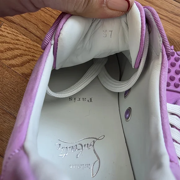 Christian Louboutin Lavender Spiked Sneakers - Picture 9 of 11